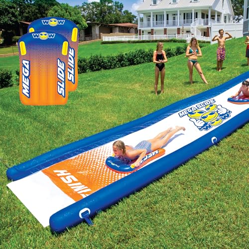 Wow Sports - Mega Water Slide - Giant Inflatable Backyard Slip N Slide - Includes 2 Mega Sleds - Perfect for Adults & Children - Long Design 25 ft x 6 ft